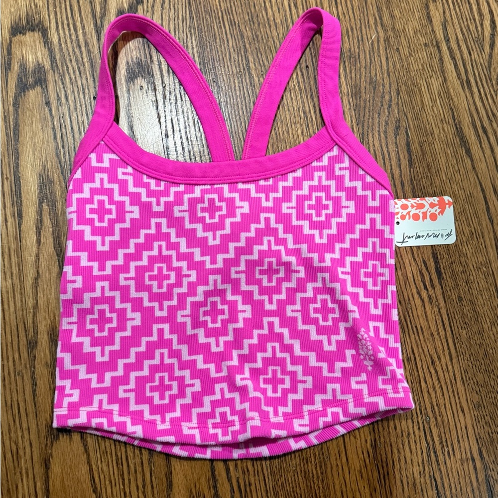 Free People Movement: Pink Geometric Pattern Tank Top/cami